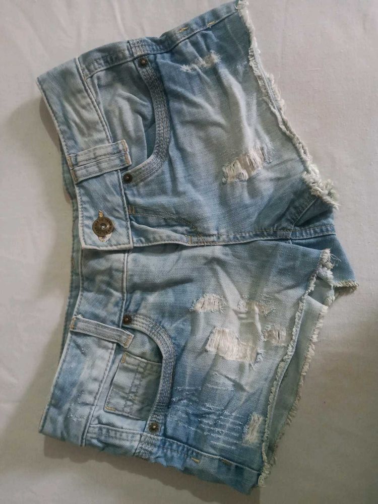 Distressed Denim Shorts