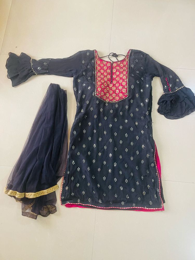 Embroidered Sharara Set with Dupatta