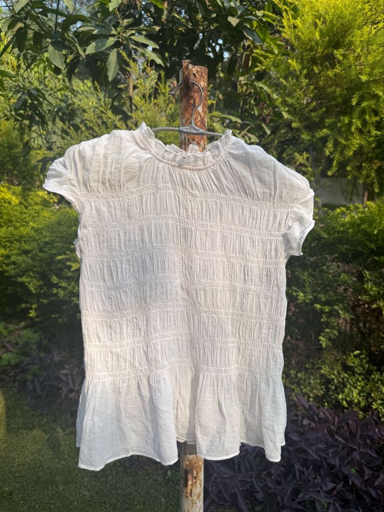 Chic White Smocked Top