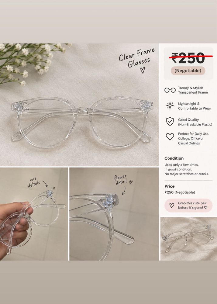Cute Clear Frame Glasses