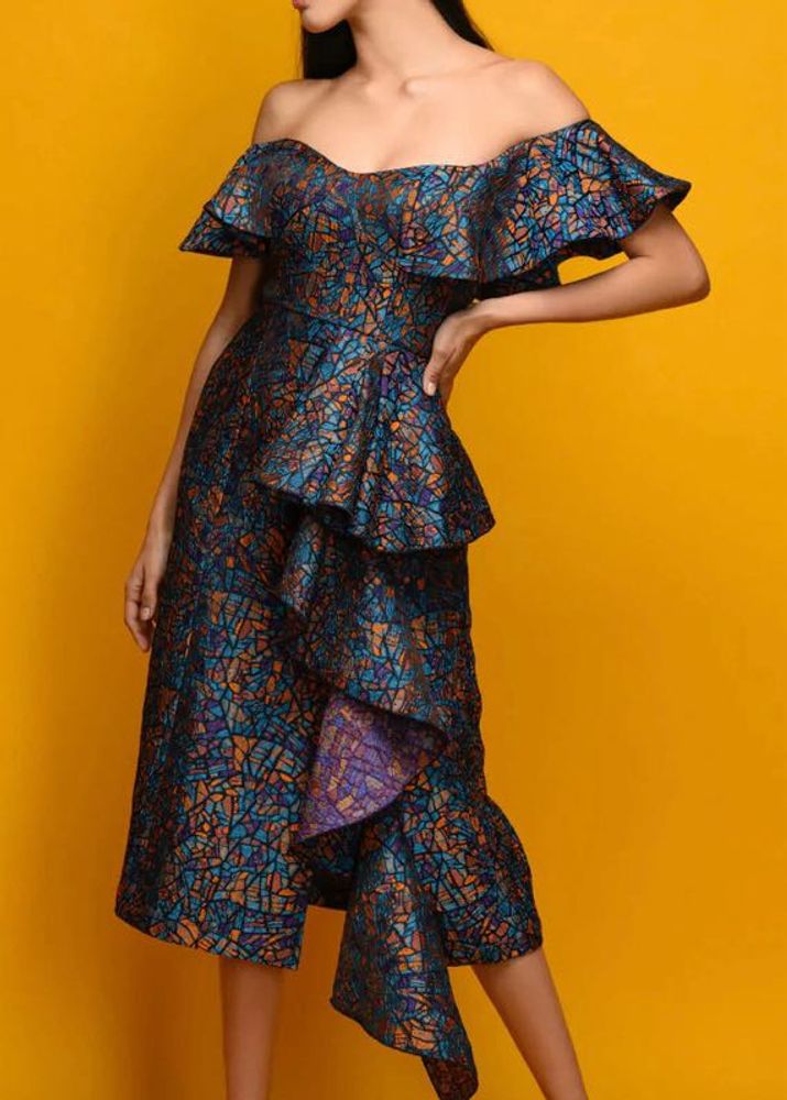Premium: Stunning Jacquard Ruffle Dres