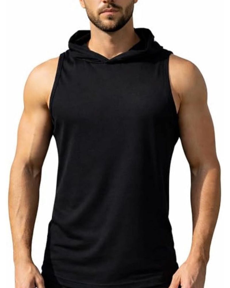 Sleeveless Black Hoodie Top