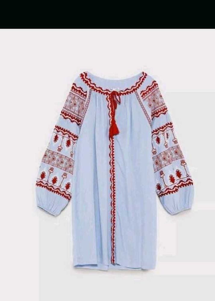 Embroidered Mini Dress