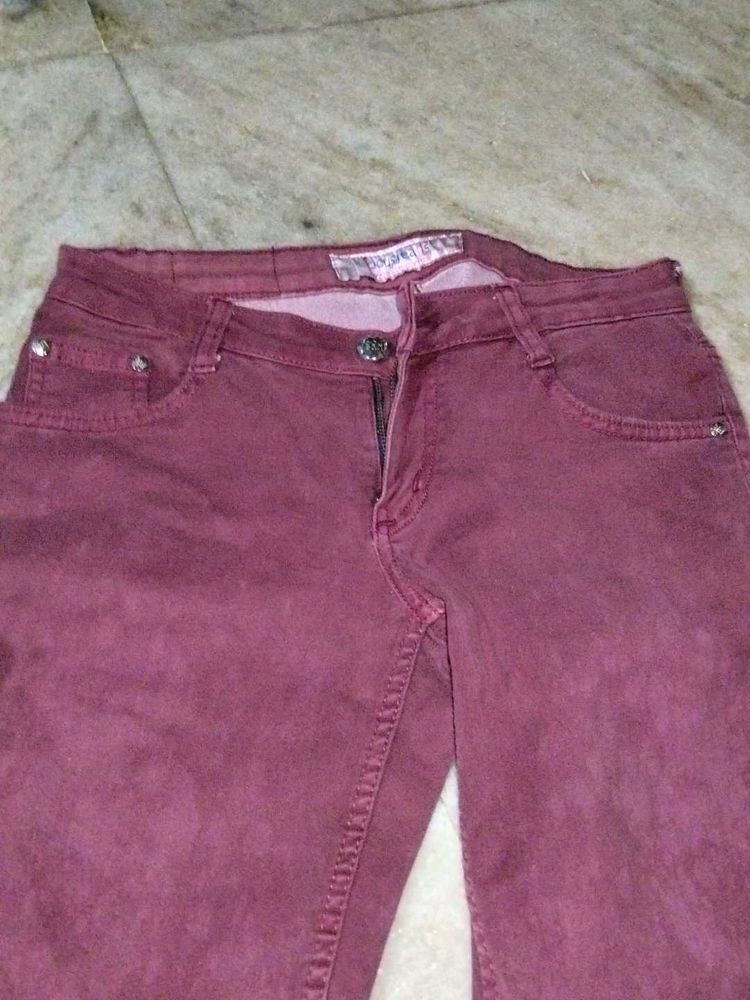 Burgundy Denim Jeans