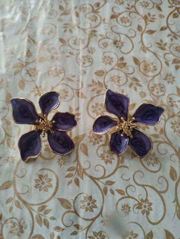 Purple Floral Statement Earrings