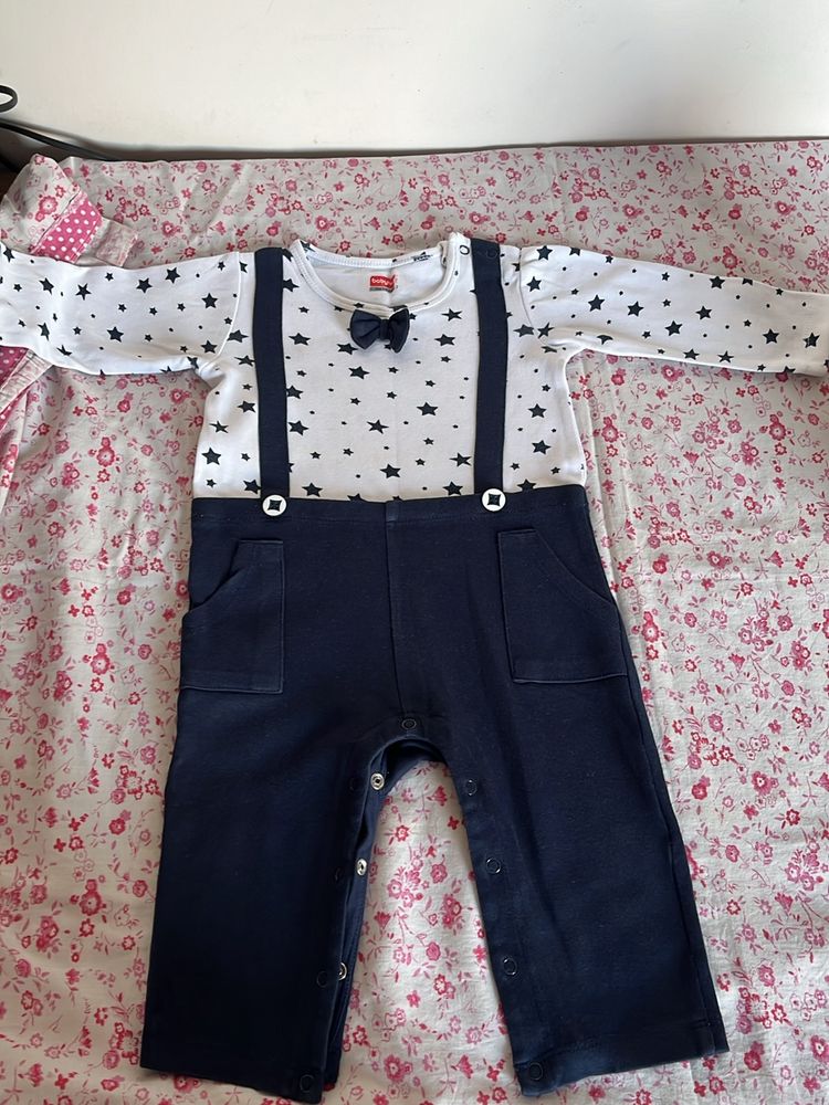 Babyhug Blue And White Romper