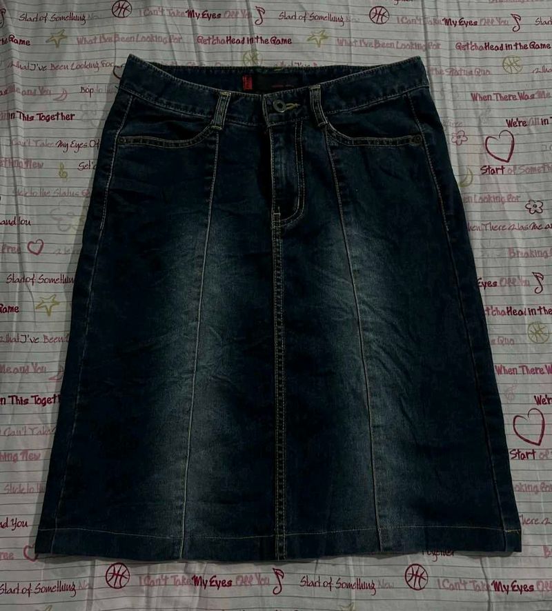 faded denim skirt