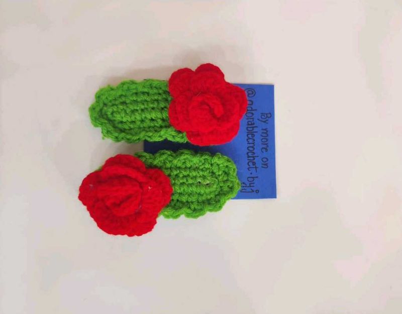 Crochet Rose Hair Clips