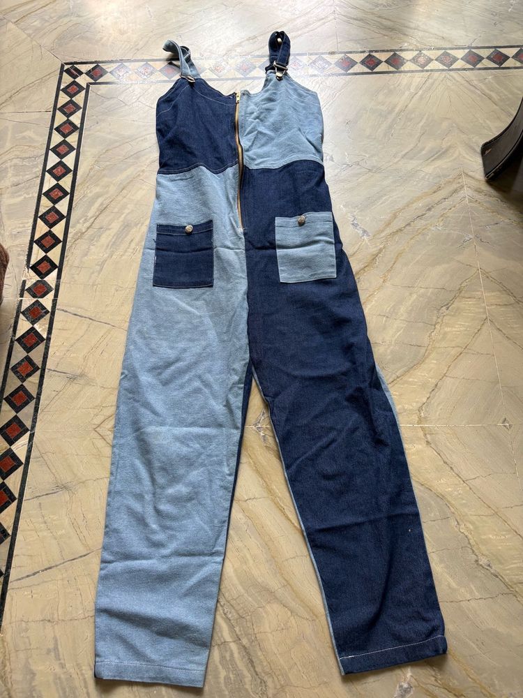 blue denim jumpsuit