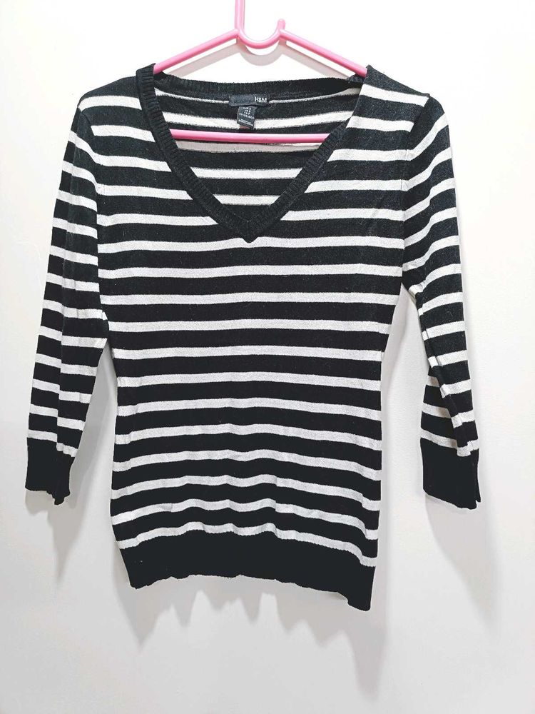 Original H@M Black And White Streps Sweater