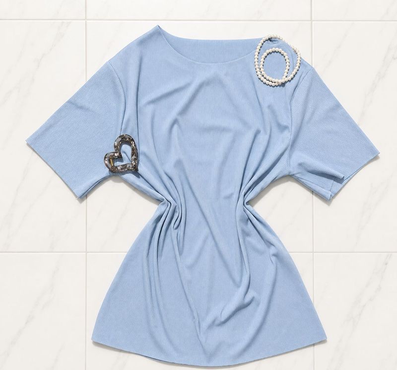 Pastel Blue Ribbed T-Shirt