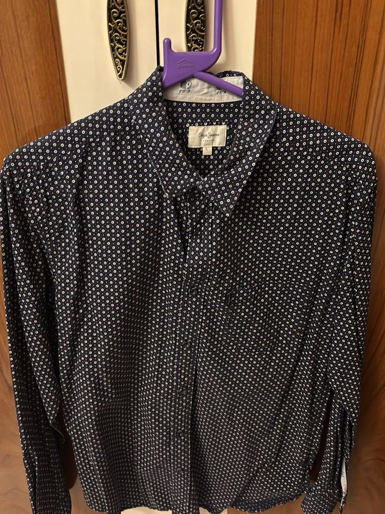 Men's Navy Blue Patterned Shirt