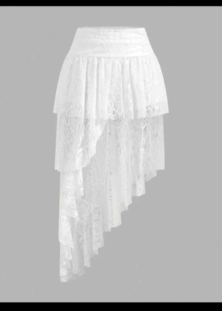 White Lace Layered hi-lo Skirt | Brand New | Half