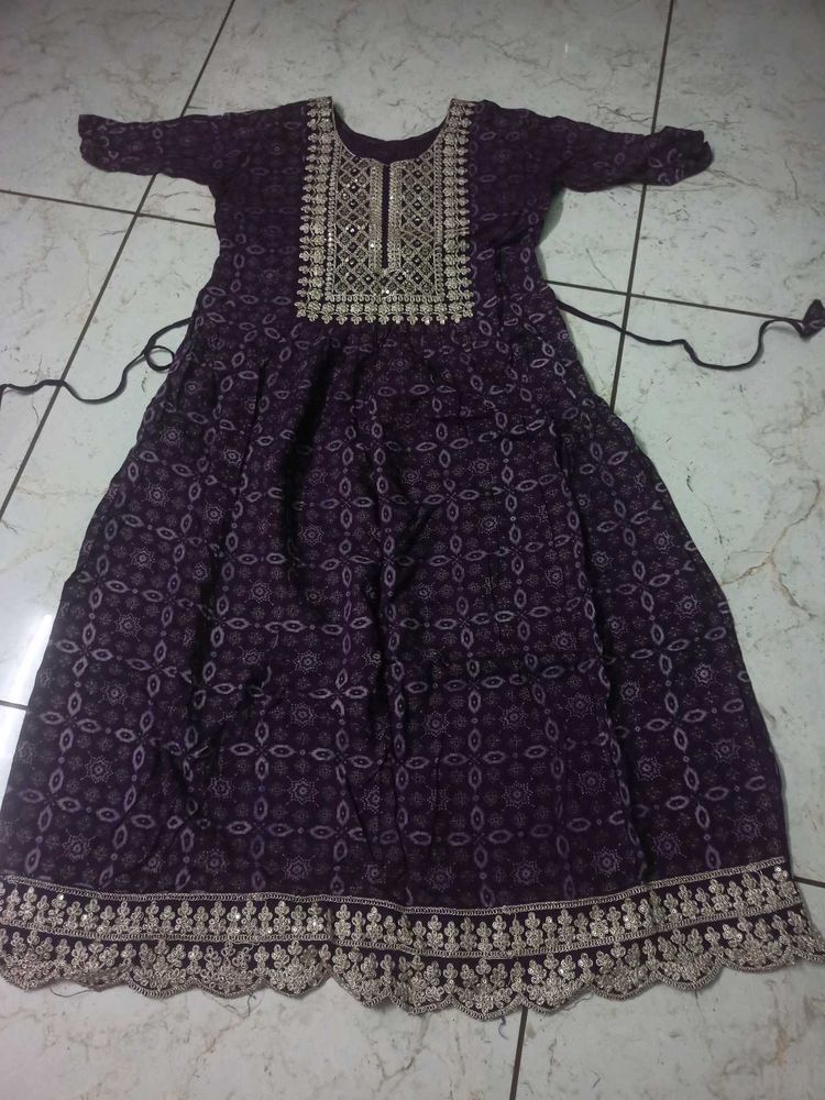 Elegant Purple Embroidered Dress