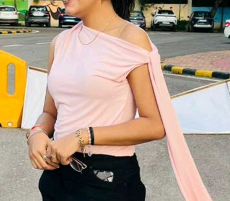 Stylish Pink One-Shoulder Top