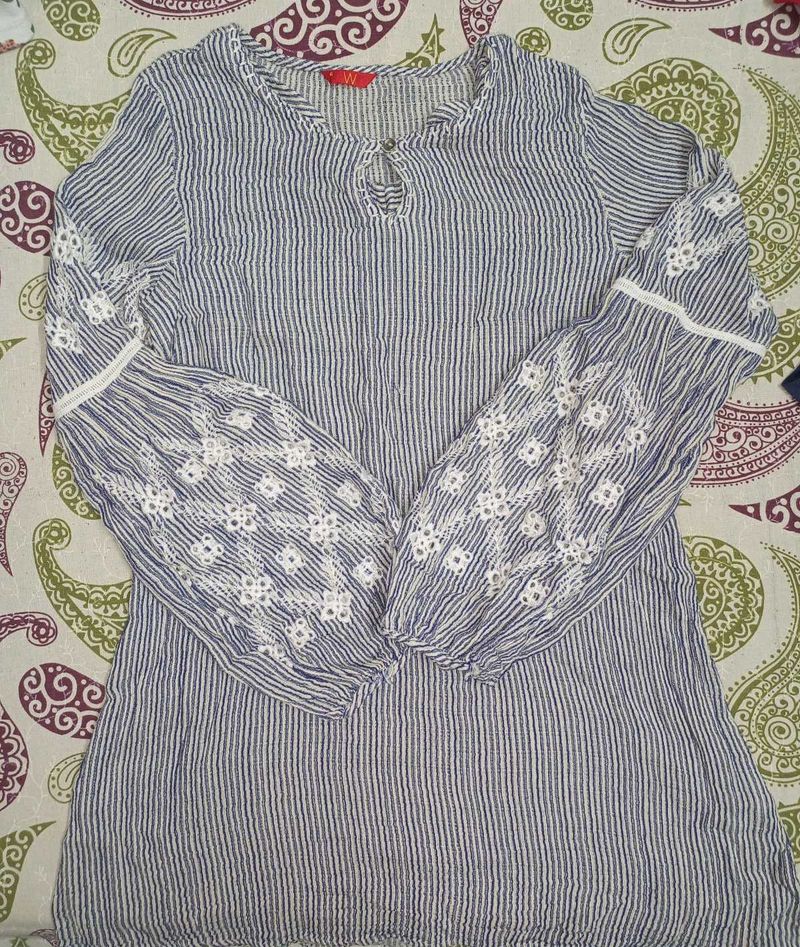 Striped Tunic with Embroidered Sleeves