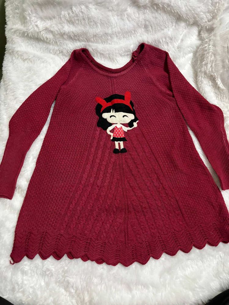 Cute women Red Knit Dress
