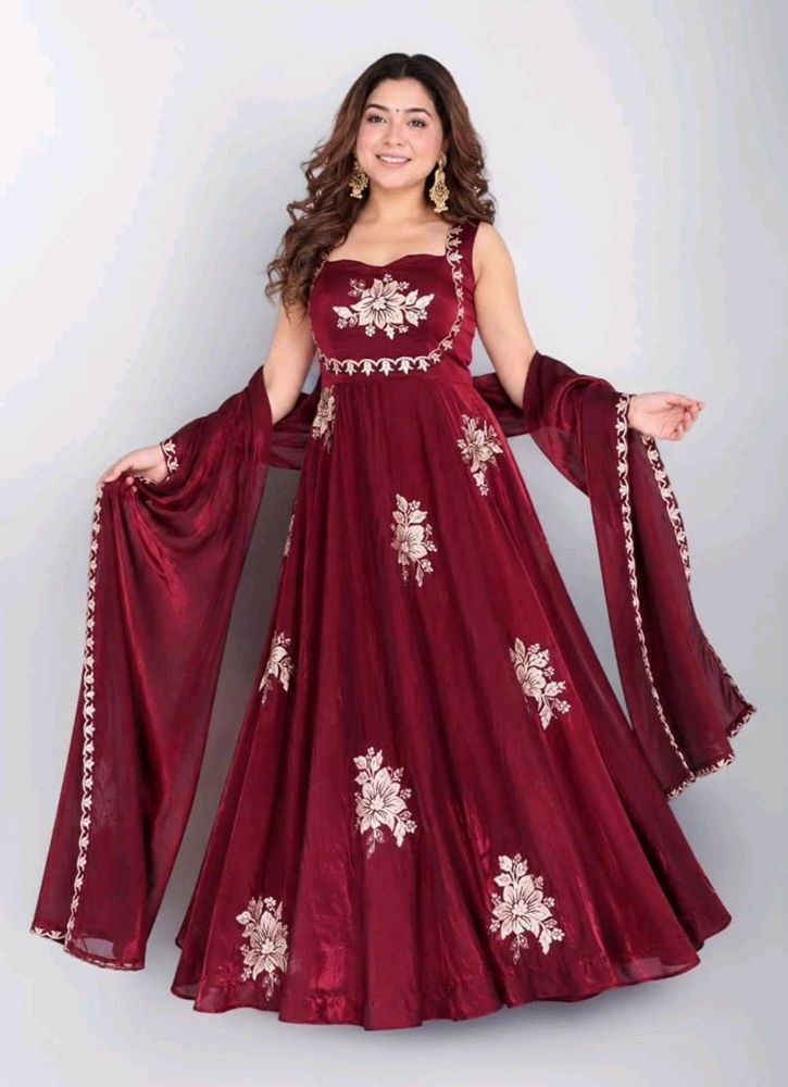 Elegant Maroon Embroidered Kurta Set
