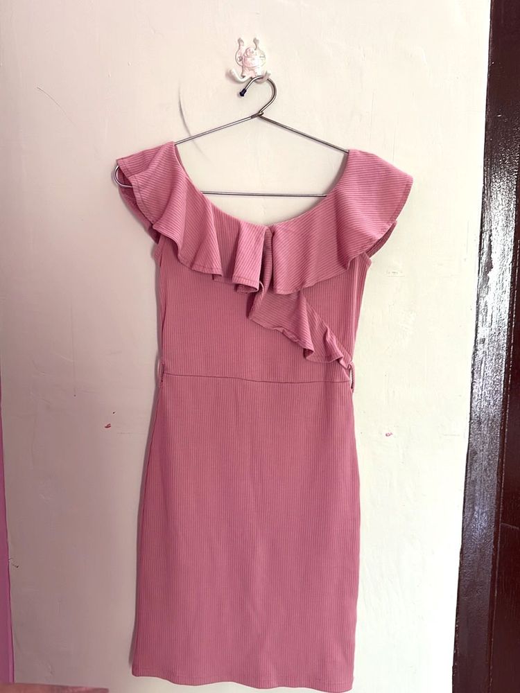 Pink Ruffle Bodycon Dress