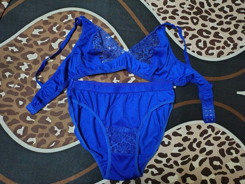 Blue Lace Bra and Panty Set