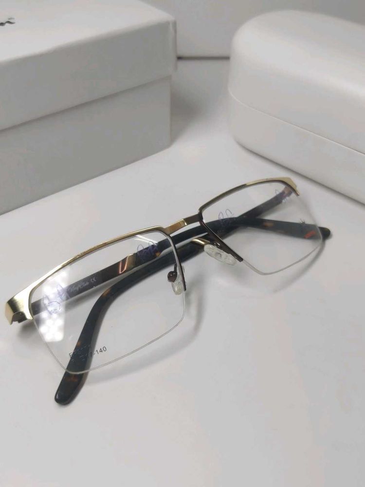 Stylish Half Rimless Eyeglasses with Gold Accents