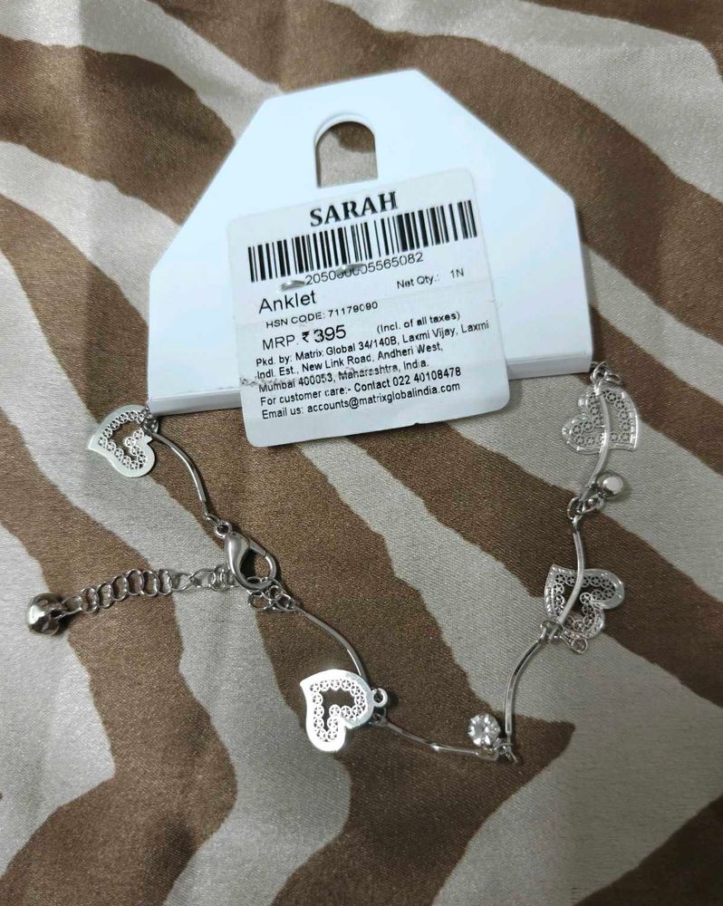 Silver Heart Charm Anklet 🧡🌼