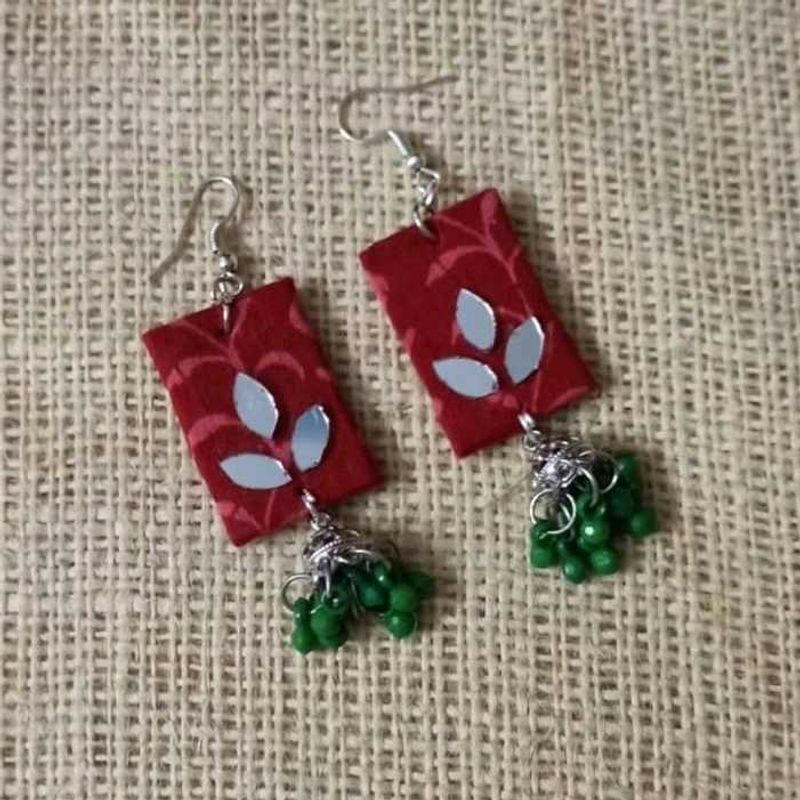 Red &amp; Green Dangle Earrings