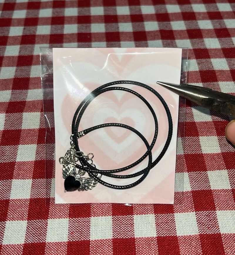Gothic Black Heart Wing Necklace