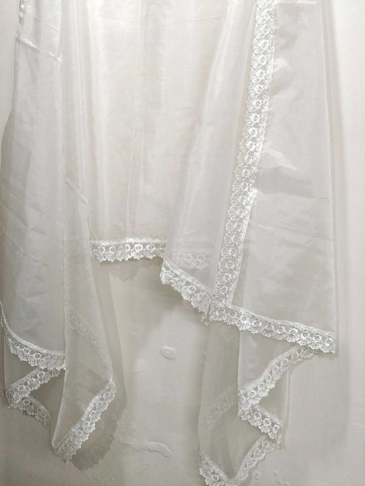 Pure Organza Dupatta With Lace All Border