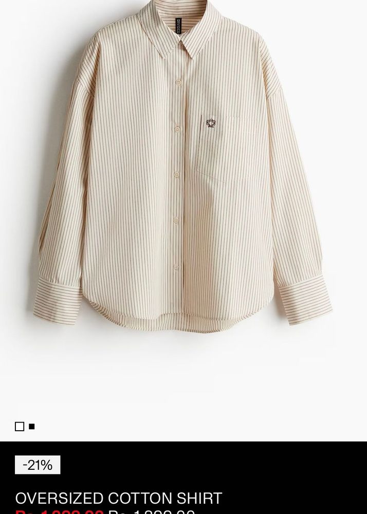 H&amp;M Oversized Cotton Striped Shirt