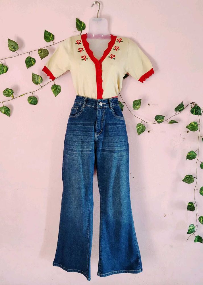 Women High Rise Bootcut Flared Denim Jeans