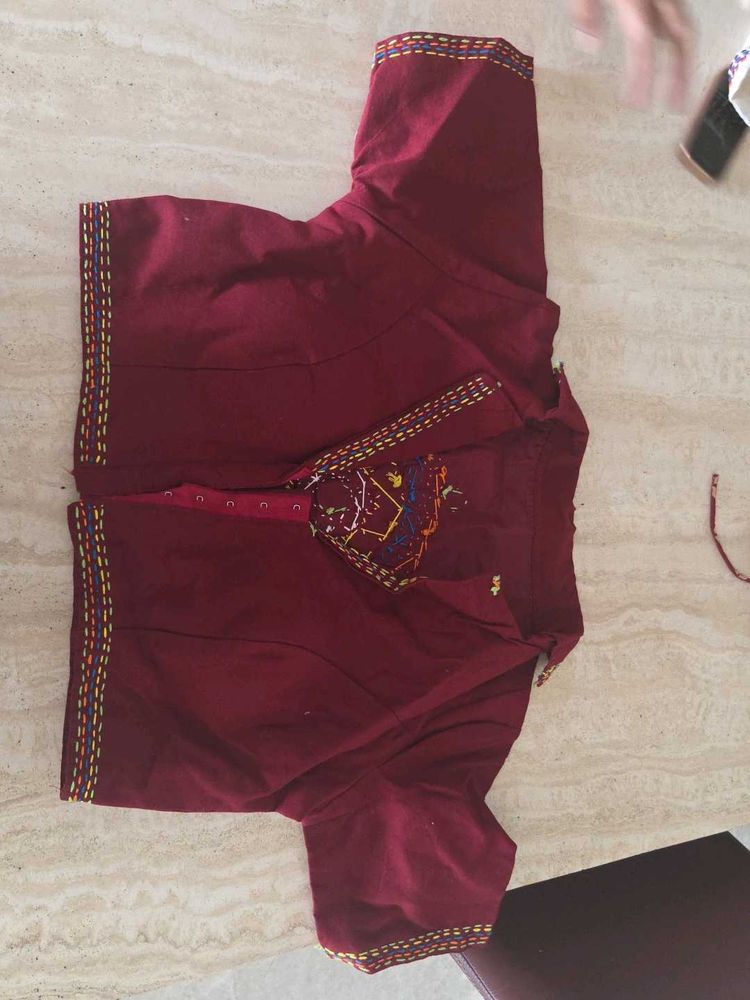 Maroon Embroidered Blouse