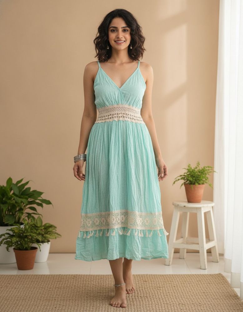 Boho Crochet Trimmed Summer Dress
