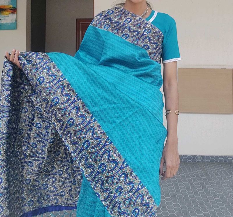 Blue Printed Saree