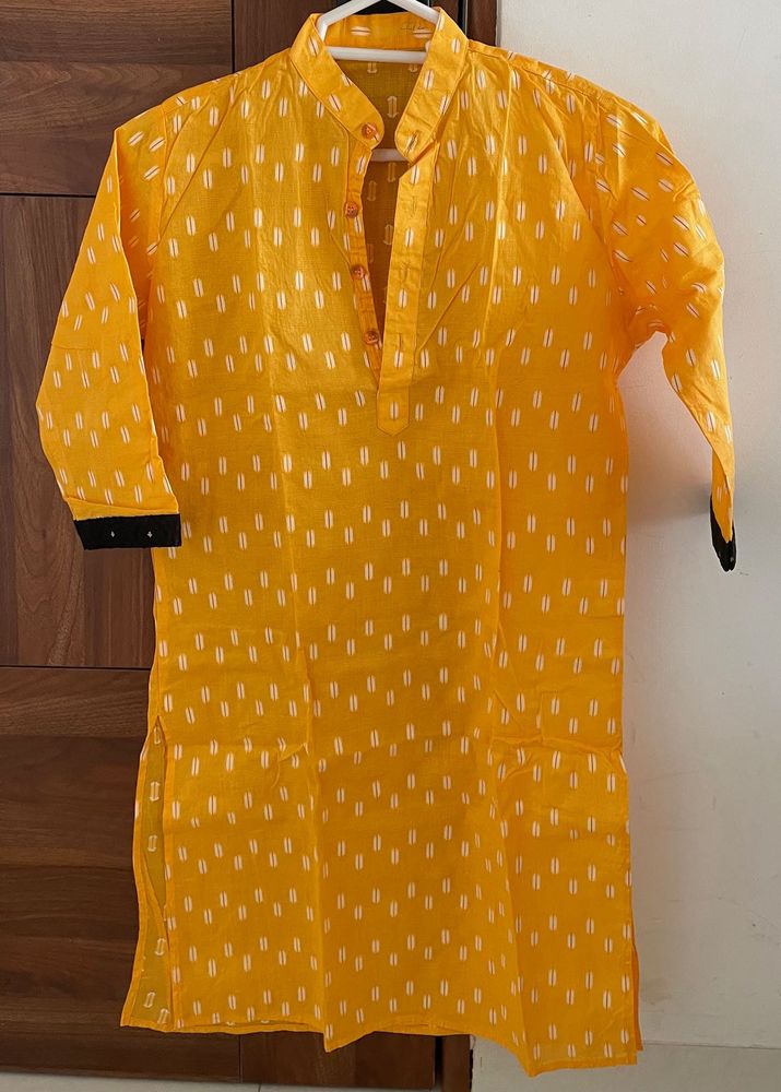 Yellow Printed Kurta