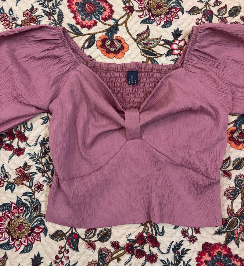 Pink Long Sleeve Crop Top
