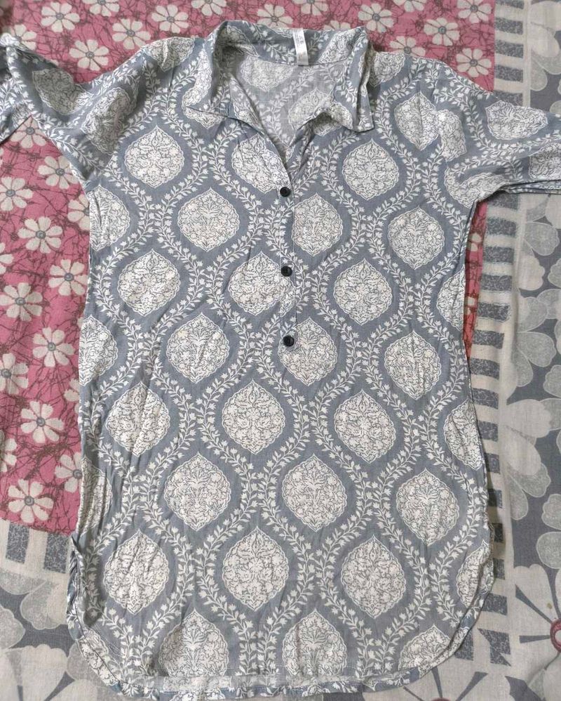 🌷 Grey &amp; White Printed Kurta Set 🌷