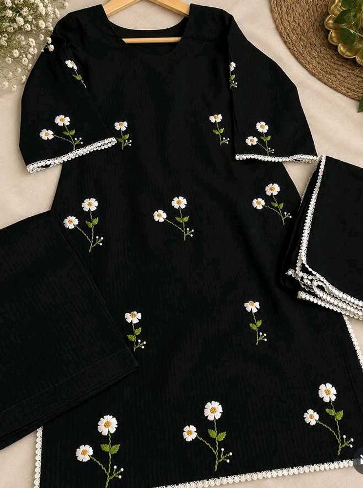Black Embroidered Kurta Set