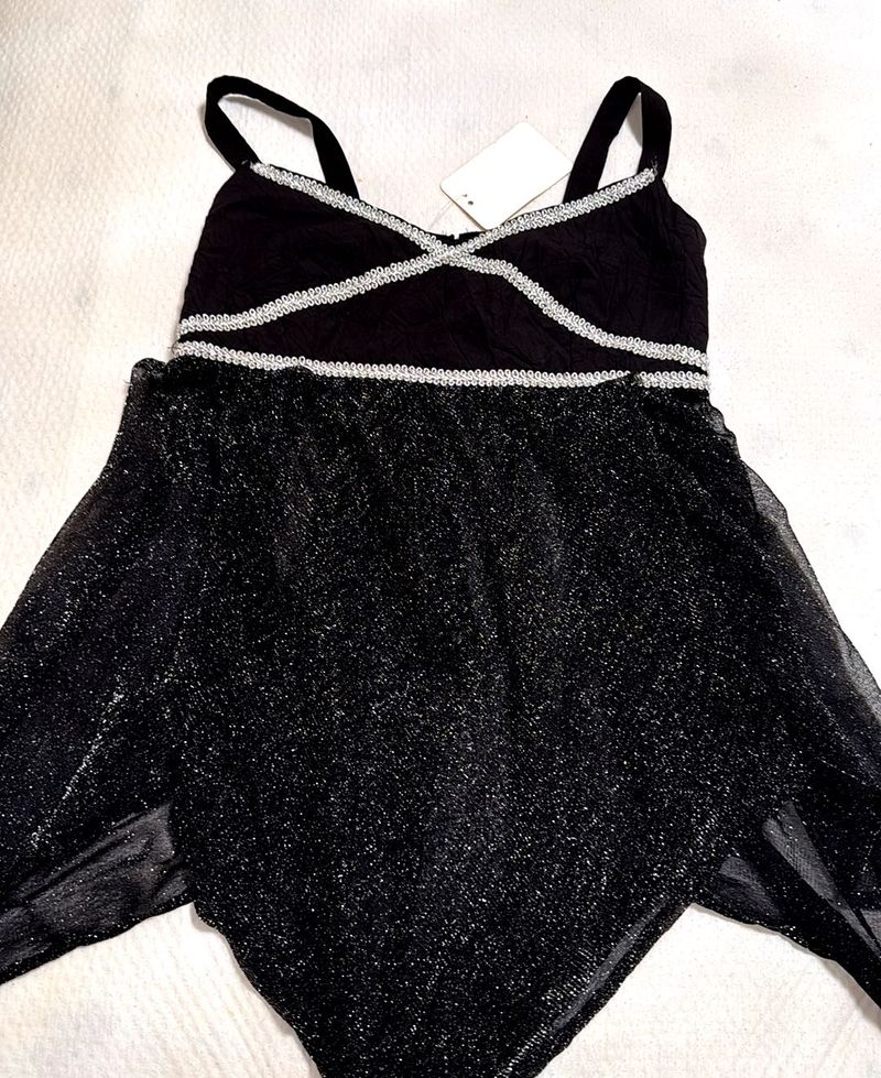 Sparkling Black Fringes Top