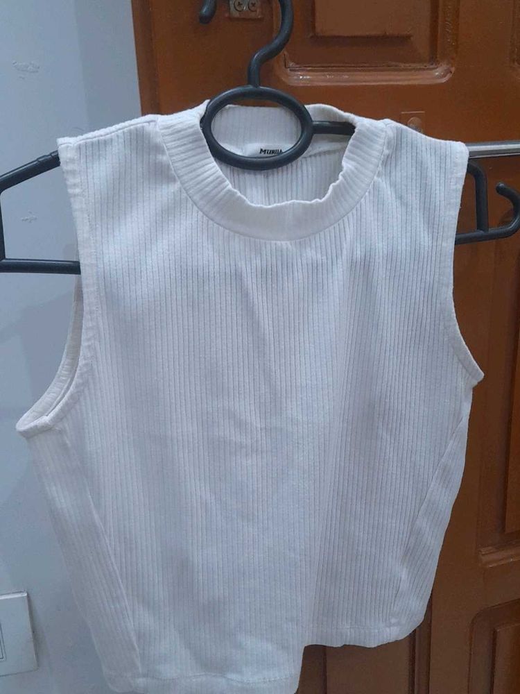 White Cropped Tank Top