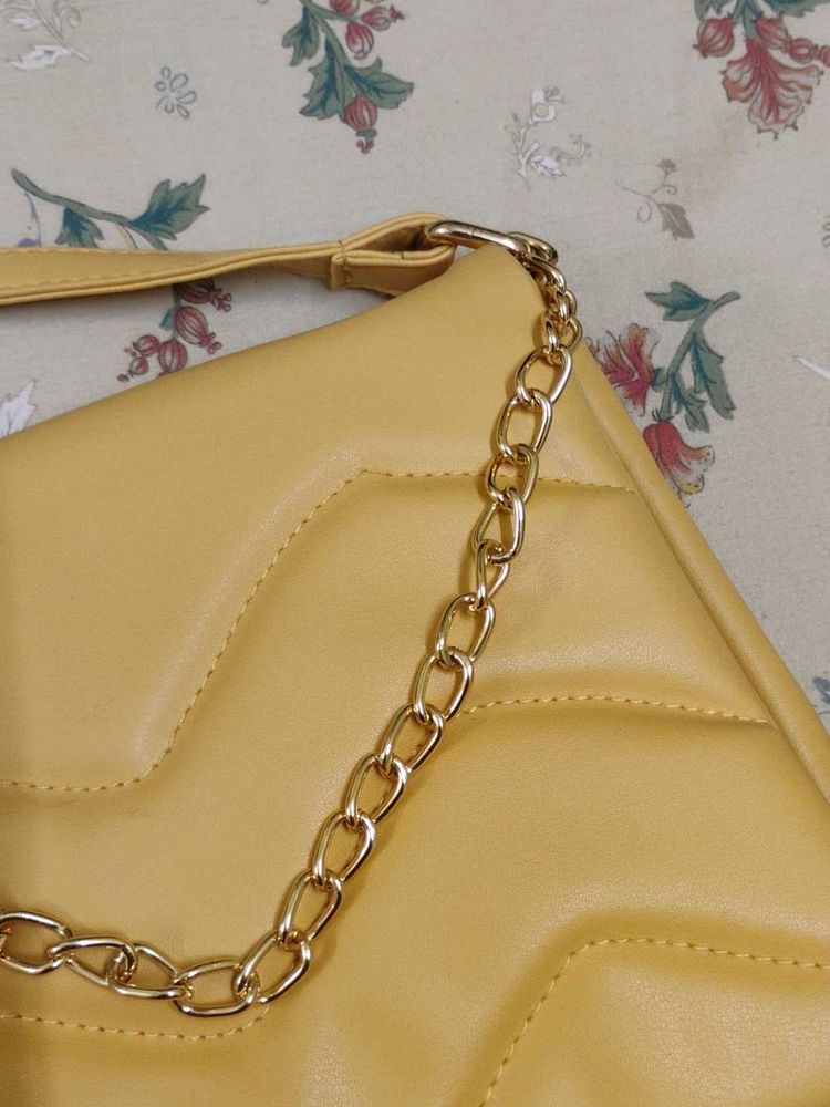 Quilted Yellow Sling Bag