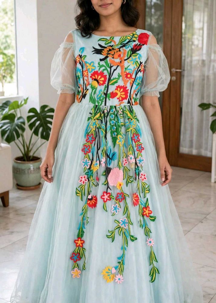 Stunning Embroidered Light Blue Gown