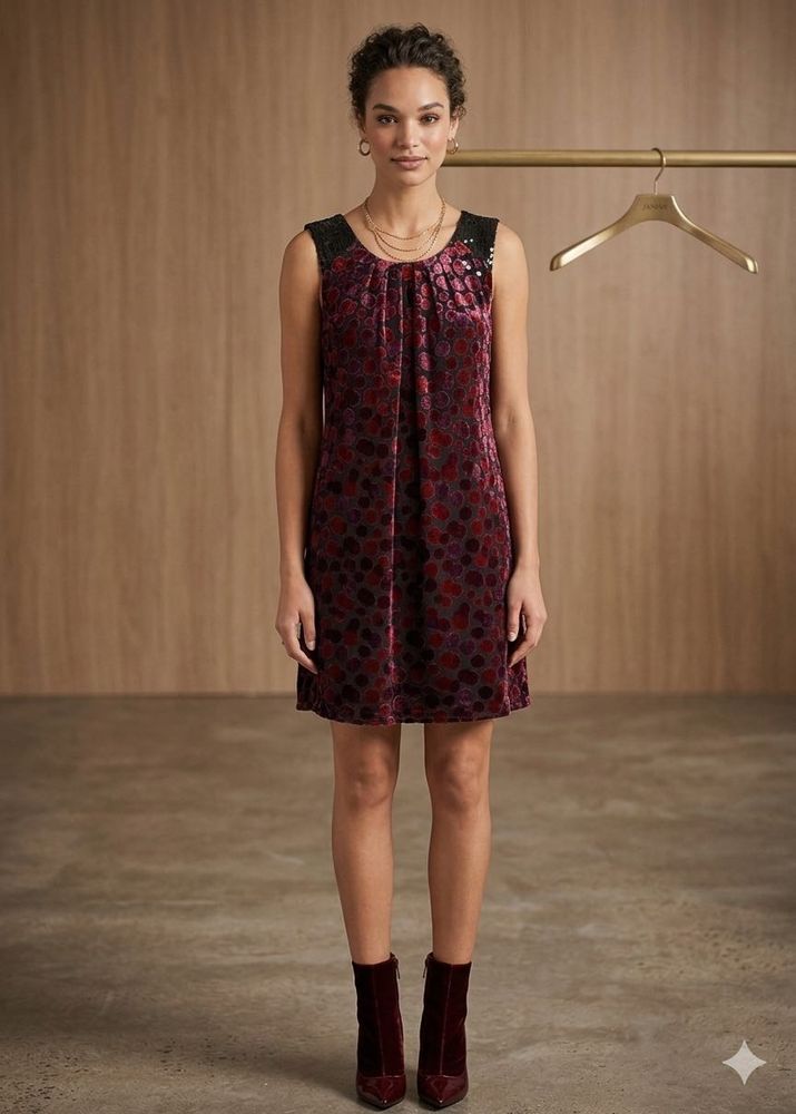 Velvet Dot Print Sleeveless Dress