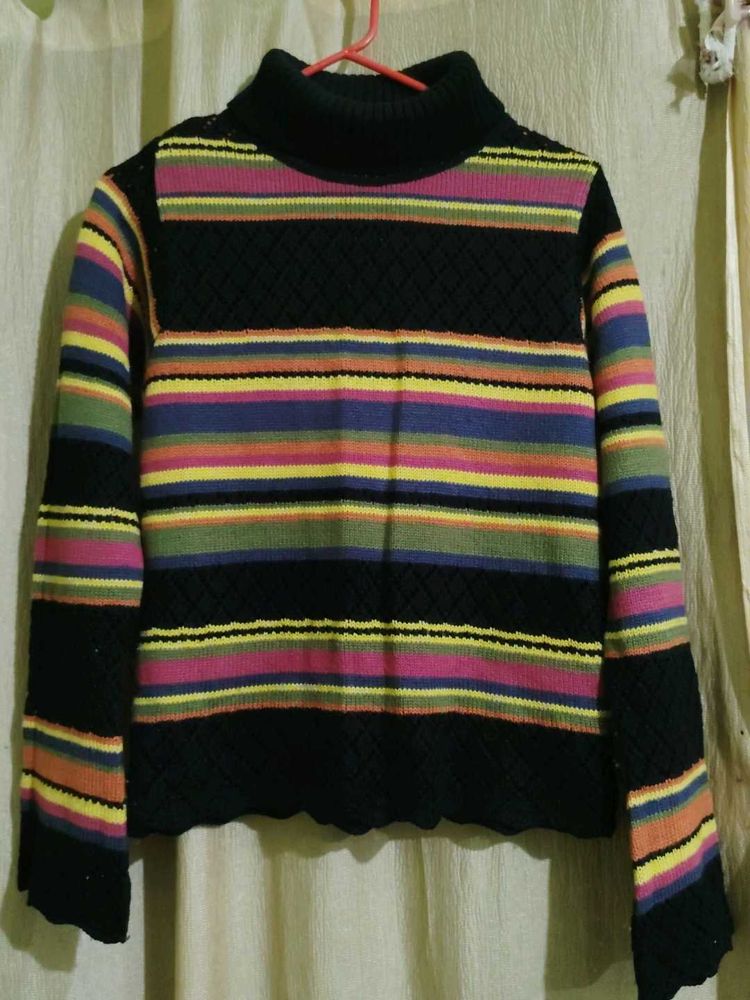 Striped Turtleneck Sweater