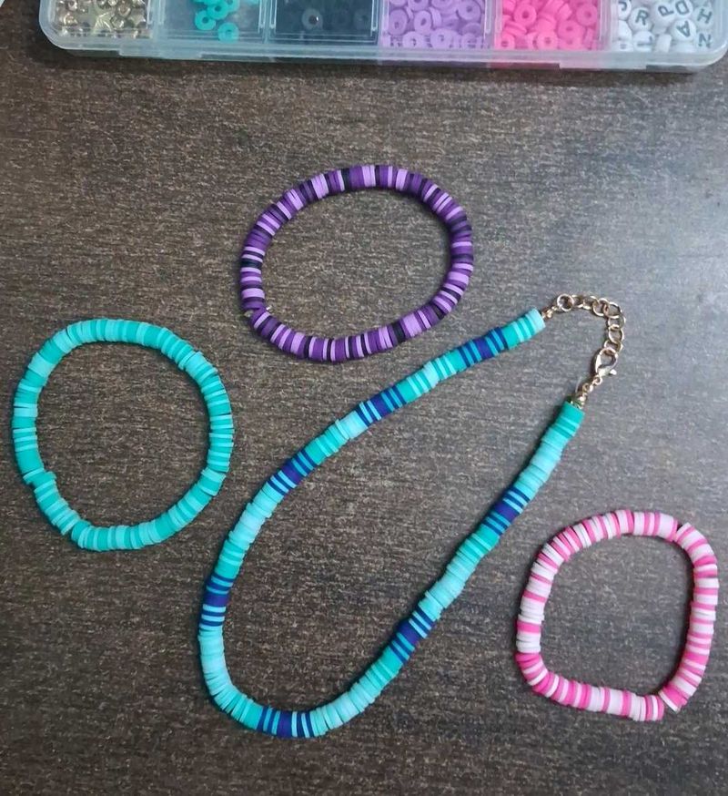 Boho Disc Beaded Necklace &amp; Bracelet Set