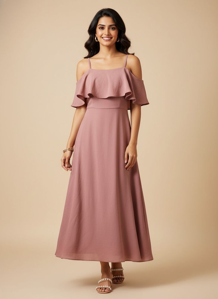 Elegant Pink Ruffle Dress