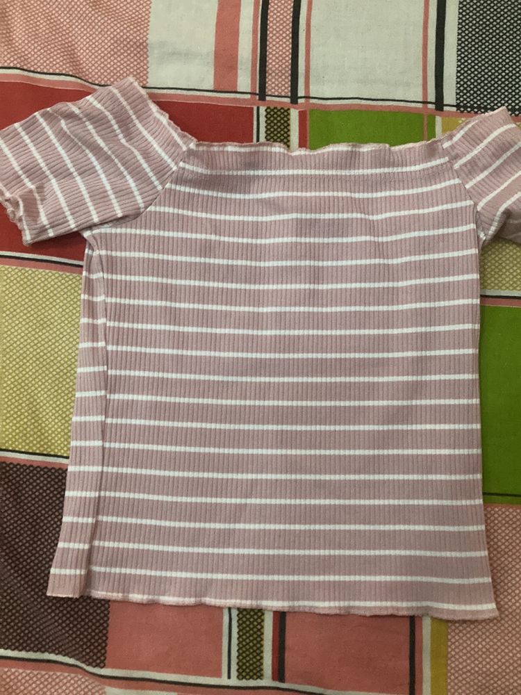 Off Shoulder Ribbed Top