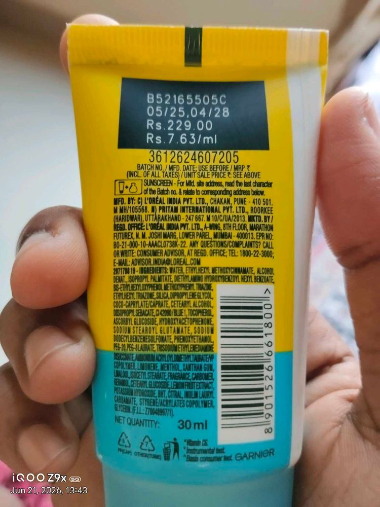 Garnier Sunscreen 30ml