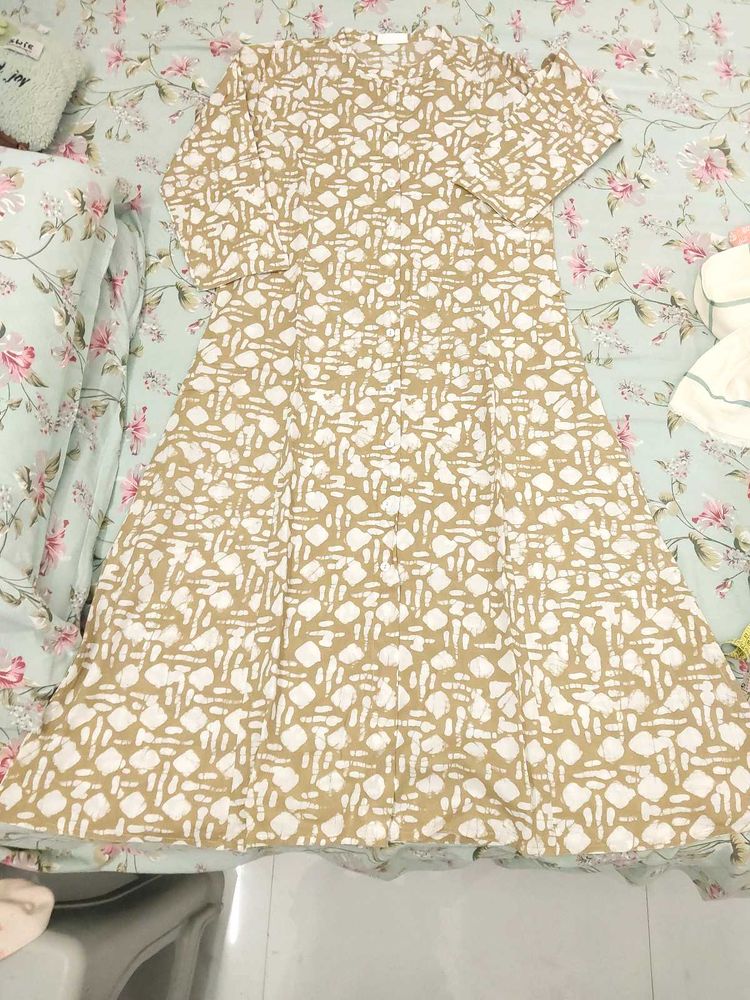 Elegant Brown and White Printed Kurta
