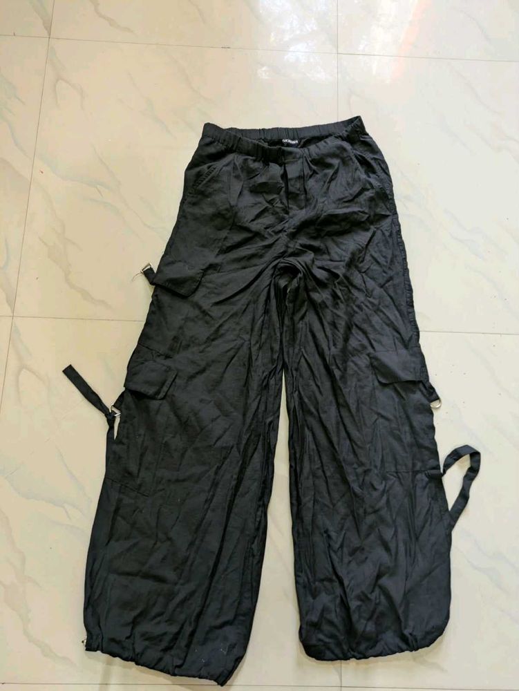 Black Wide Leg Cargo Pants